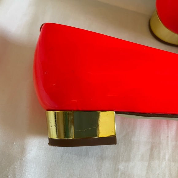 Neon Orange Patent J Crew block heel flats - Picture 5 of 6